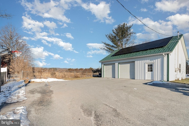 garage with solar panels