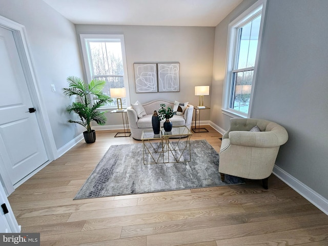 sitting room with light wood-type flooring