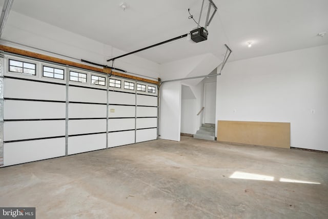 garage with a garage door opener