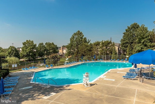 view of pool featuring a patio