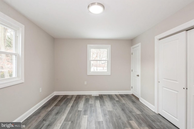 unfurnished bedroom featuring wood-type flooring