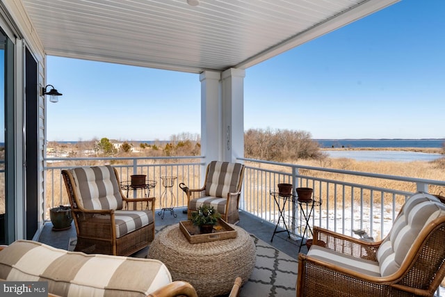 balcony with a water view