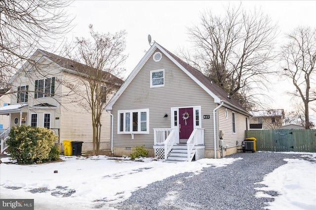 view of front of home with central AC unit