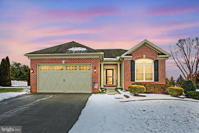 view of front facade with a garage