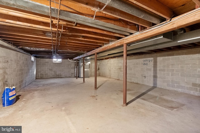 basement featuring heating unit