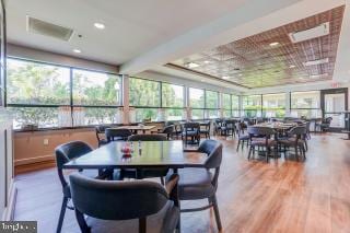 dining area with light hardwood / wood-style flooring