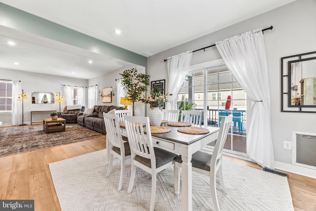 dining area featuring light hardwood / wood-style flooring