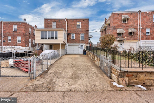 exterior space with a garage