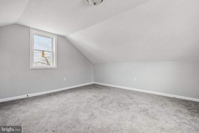 additional living space with lofted ceiling and carpet floors