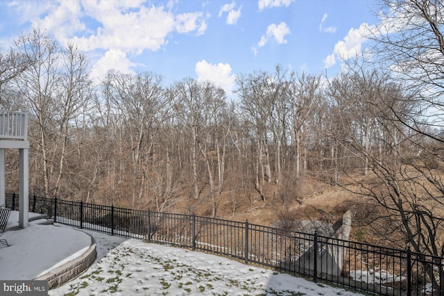 view of snow covered patio