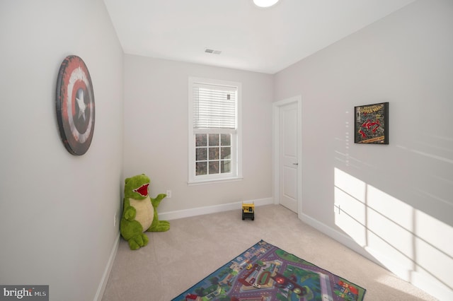 playroom with light carpet