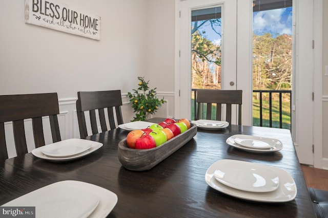 view of dining room