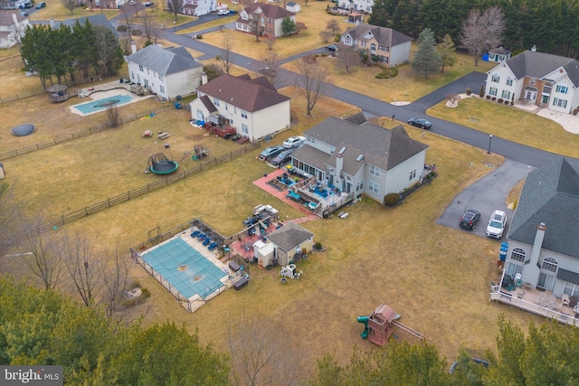 aerial view with a residential view