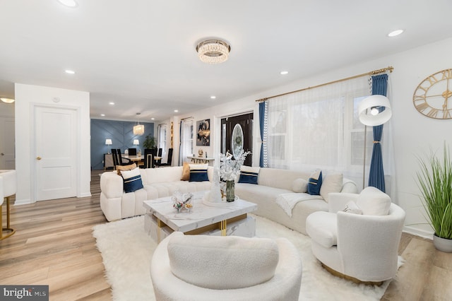 living room featuring light hardwood / wood-style floors