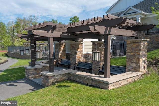 view of patio with a pergola