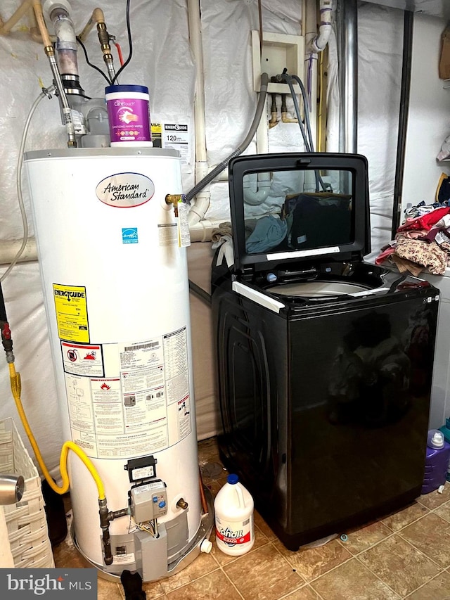 utility room with washer / clothes dryer and water heater