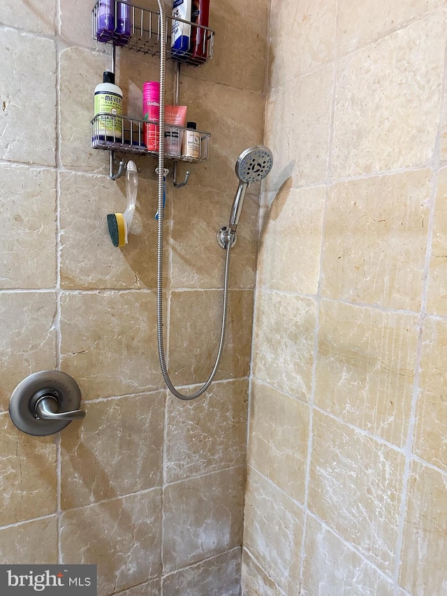 room details featuring a tile shower