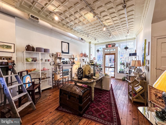 interior space with dark hardwood / wood-style flooring