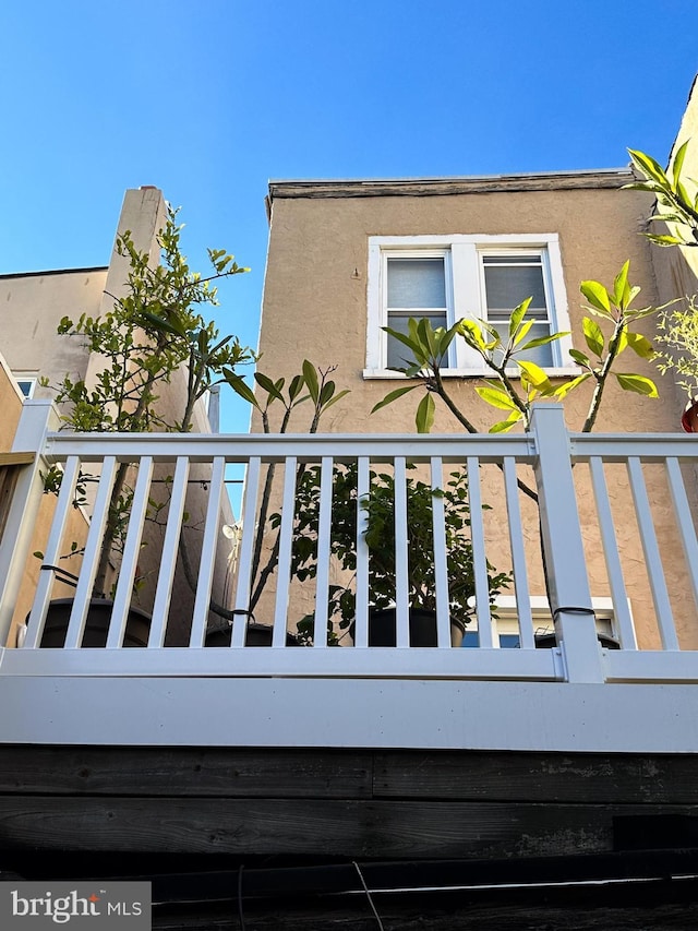 view of home's exterior featuring a balcony