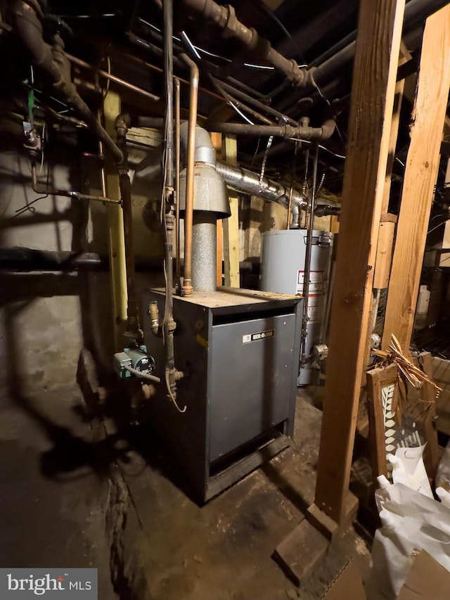 utility room with gas water heater