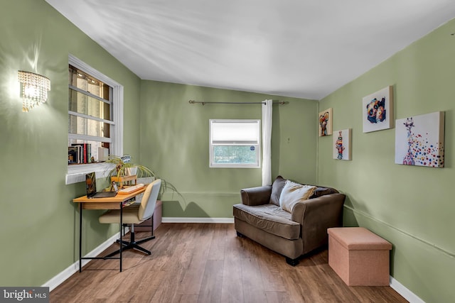 office featuring hardwood / wood-style flooring