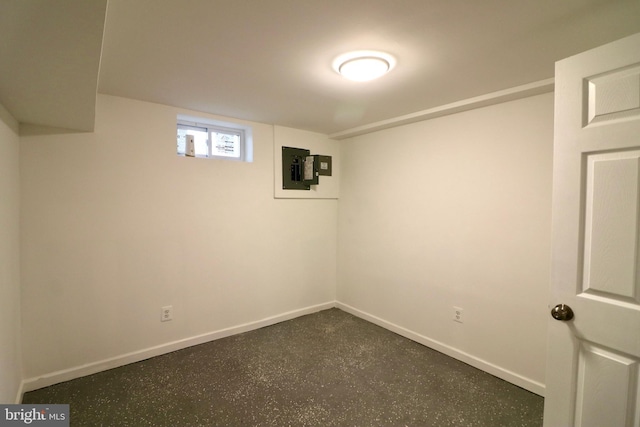 basement with electric panel