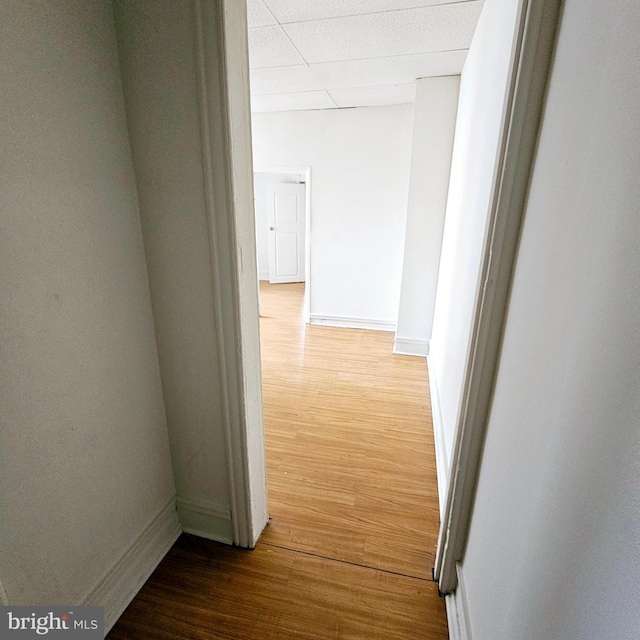 hall with hardwood / wood-style flooring