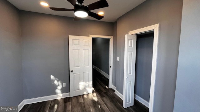 interior space with dark hardwood / wood-style flooring