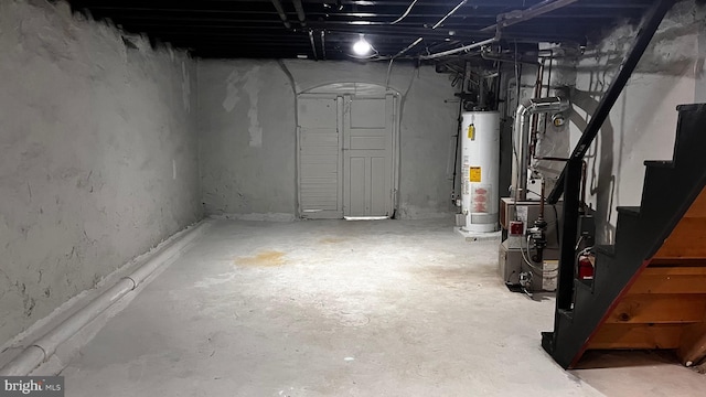 basement with water heater