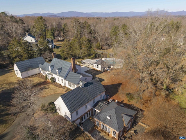 bird's eye view with a mountain view