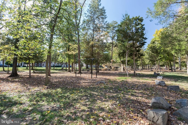 view of yard featuring playground community