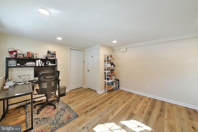 office featuring light hardwood / wood-style floors