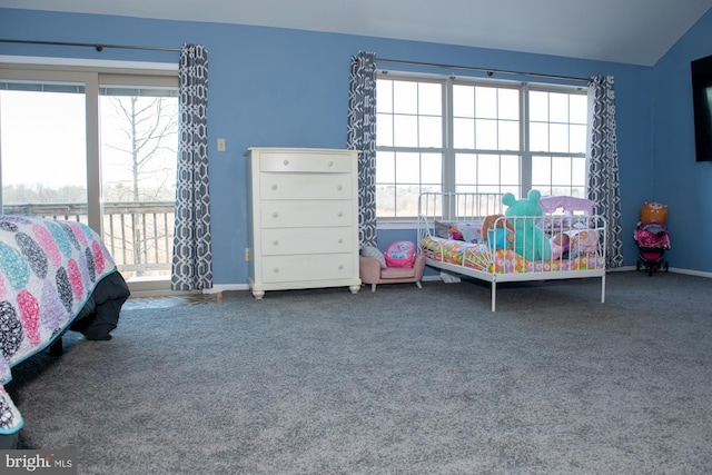 bedroom with carpet floors, multiple windows, and baseboards