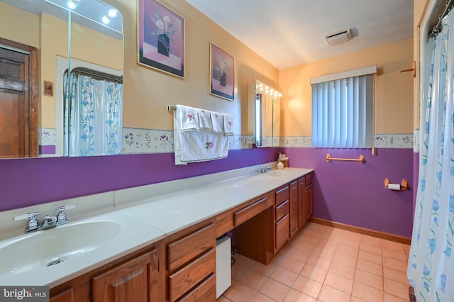 bathroom featuring tile patterned flooring and vanity