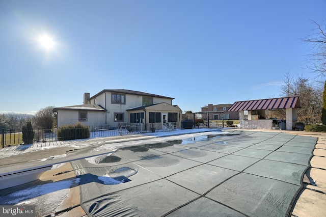 view of swimming pool with a patio