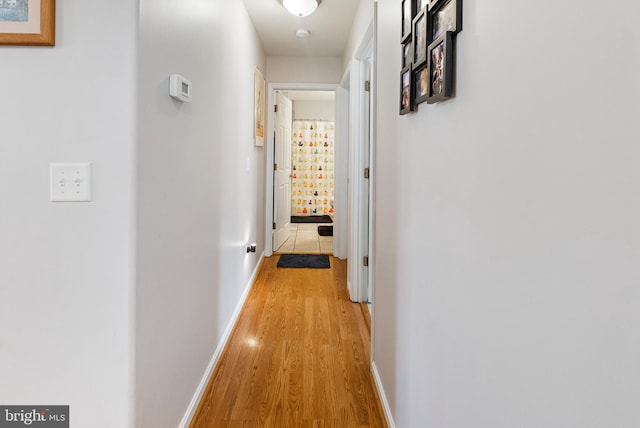 hallway featuring light wood-type flooring