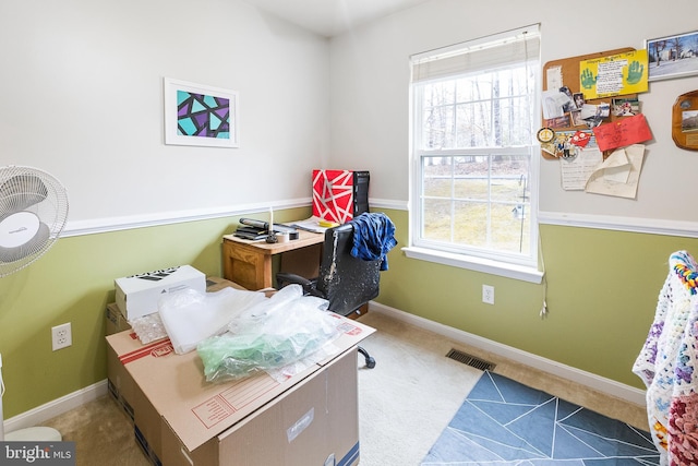 home office featuring a wealth of natural light