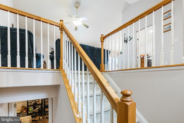 staircase with ceiling fan