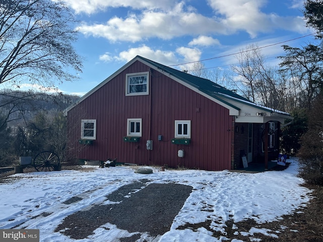 view of snowy exterior