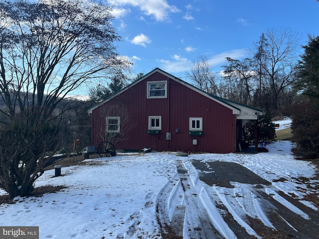 view of snow covered structure