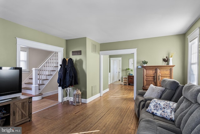 living room featuring hardwood / wood-style flooring