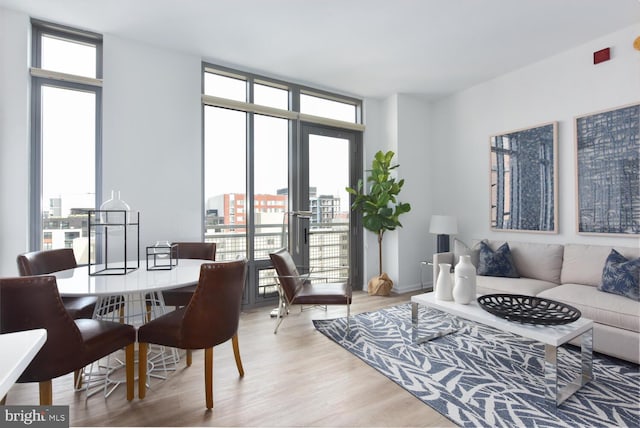 living room featuring light hardwood / wood-style floors