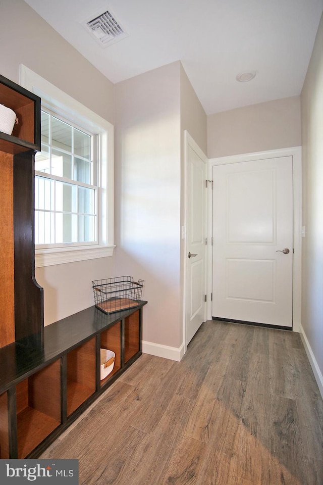 mudroom featuring hardwood / wood-style flooring