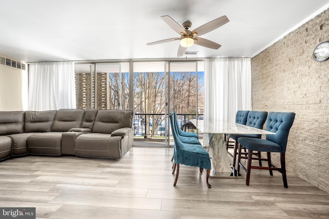 interior space featuring ceiling fan