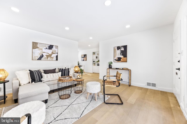 living room featuring light hardwood / wood-style floors