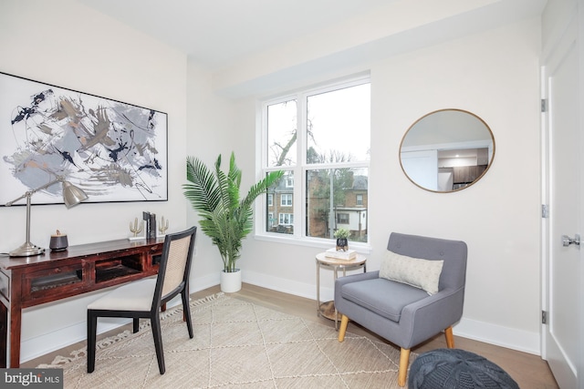 sitting room with light wood-type flooring