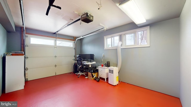 garage with a garage door opener