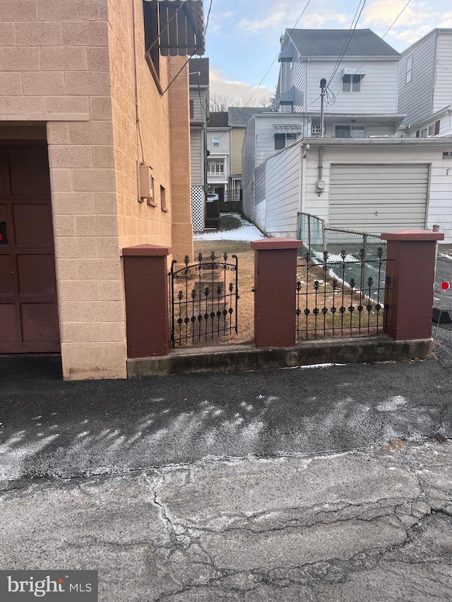 view of patio featuring a garage