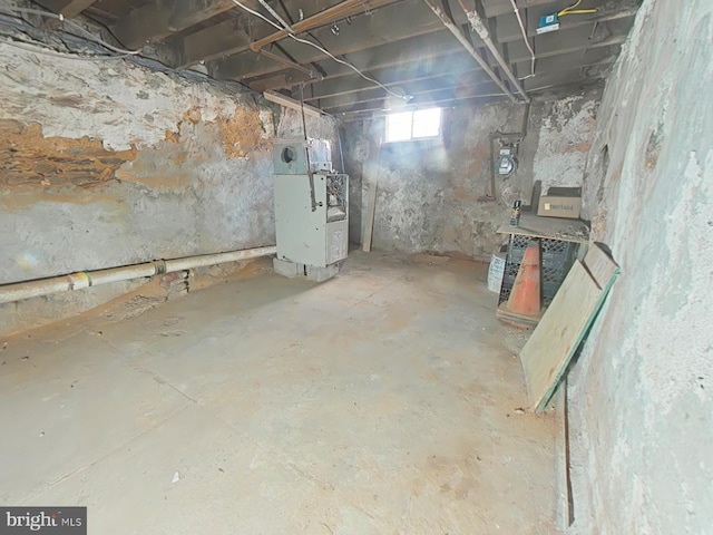 basement with heating unit