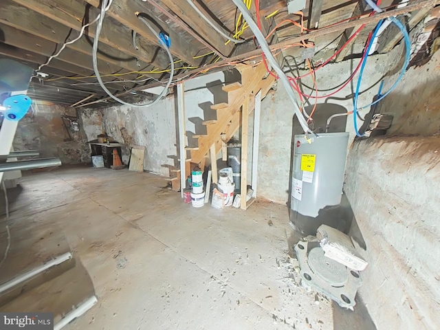 basement featuring water heater